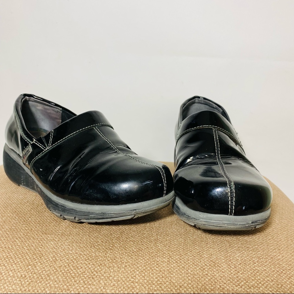 Soft walk grey’s anatomy Black Meredith Patent Leather Clog nursing shoe